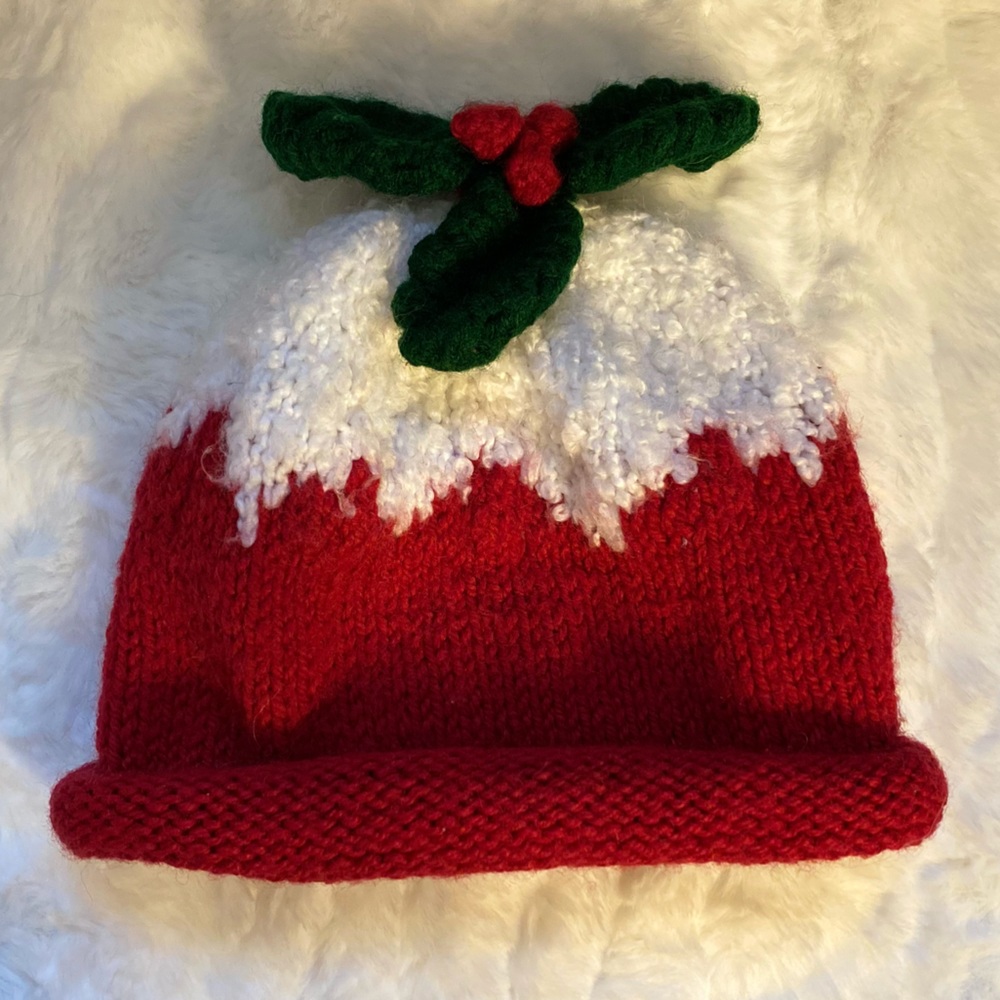 Handmade Toddler Holiday Hat, holly